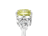 White gold Fancy Yellow Princess Cut Brilliant Diamond Cluster Accent Solitaire Ring with Prong Setting_29