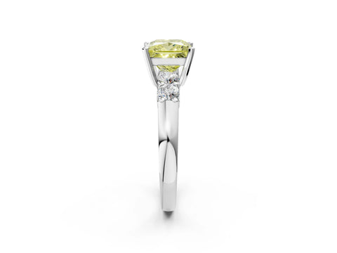White gold Fancy Yellow Princess Cut Brilliant Diamond Five-Stone Engagement Ring with Prong Setting on a Classic Band_5