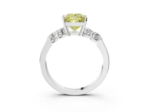 White gold Fancy Yellow Princess Cut Brilliant Diamond Five-Stone Engagement Ring with Prong Setting on a Classic Band_6