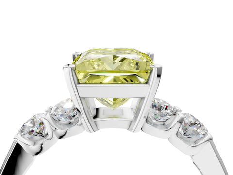 White gold Fancy Yellow Princess Cut Brilliant Diamond Five-Stone Engagement Ring with Prong Setting on a Classic Band_7