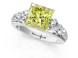 White gold Fancy Yellow Princess Cut Brilliant Diamond Pavé Band with Six-Prong Setting_13