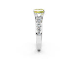 White gold Fancy Yellow Princess Cut Brilliant Diamond Pavé Band with Six-Prong Setting_14