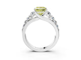 White gold Fancy Yellow Princess Cut Brilliant Diamond Pavé Band with Six-Prong Setting_15