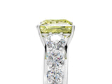 White gold Fancy Yellow Princess Cut Brilliant Diamond Pavé Band with Six-Prong Setting_17