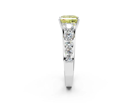 White gold Fancy Yellow Princess Cut Brilliant Diamond Pavé Band with Six-Prong Setting_2