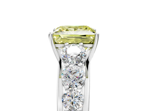White gold Fancy Yellow Princess Cut Brilliant Diamond Pavé Band with Six-Prong Setting_5