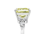White gold Fancy Yellow Princess Cut Brilliant Diamond Solitaire Ring with Pear Side Stones and Four-Prong Setting_11