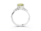 White gold Fancy Yellow Princess Cut Brilliant Diamond Solitaire Ring with Pear Side Stones and Four-Prong Setting_9