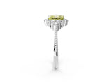 White gold Fancy Yellow Princess Cut Brilliant Diamond with Cluster Setting on a Beaded Band and Four-Prong Setting_14