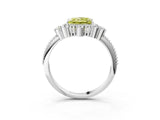 White gold Fancy Yellow Princess Cut Brilliant Diamond with Cluster Setting on a Beaded Band and Four-Prong Setting_15