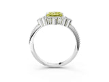 White gold Fancy Yellow Princess Cut Brilliant Diamond with Cluster Setting on a Beaded Band and Four-Prong Setting_48