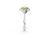 White gold Fancy Yellow Princess Cut Brilliant Diamond with Cluster Setting on a Beaded Band and Four-Prong Setting_74