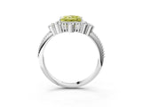 White gold Fancy Yellow Princess Cut Brilliant Diamond with Cluster Setting on a Beaded Band and Four-Prong Setting_75