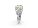 White gold Fancy Yellow Princess Cut Brilliant Milgrain Filigree Diamond Ring with Square Prong Setting_2