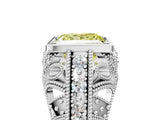 White gold Fancy Yellow Princess Cut Brilliant Milgrain Filigree Diamond Ring with Square Prong Setting_5