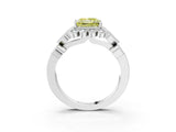 White gold Fancy Yellow Princess Cut Brilliant Milgrain Pave Heart Band Solitaire Ring_3