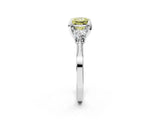 White gold Fancy Yellow Princess Cut Brilliant Three-Stone Diamond Ring with Pavé Band and Four-Prong Setting_17