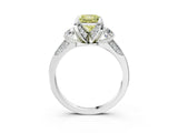White gold Fancy Yellow Princess Cut Brilliant Three-Stone Diamond Ring with Pavé Band and Four-Prong Setting_18