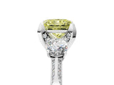 White gold Fancy Yellow Princess Cut Brilliant Three-Stone Diamond Ring with Pavé Band and Four-Prong Setting_20