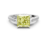 White gold Fancy Yellow Princess  Cut Cathedral Pave Diamond Engagement Ring with Six-Prong Setting_32