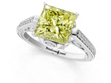 White gold Fancy Yellow Princess  Cut Cathedral Pave Diamond Engagement Ring with Six-Prong Setting_33
