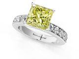 White gold Fancy Yellow Princess  Cut Channel Set Diamond Engagement Ring with Four-Prong Setting_1