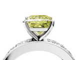 White gold Fancy Yellow Princess  Cut Channel Set Diamond Engagement Ring with Four-Prong Setting_4