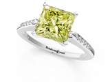 White gold Fancy Yellow Princess  Cut Channel Set Solitaire Engagement Ring with Four-Prong Setting_1
