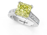 White gold Fancy Yellow Princess  Cut Channel Set Solitaire Engagement Ring with Prong Setting_1