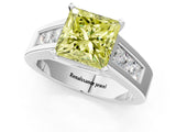 White gold Fancy Yellow Princess Cut Cut Channel Set Solitaire Ring with Four-Prong Setting_13