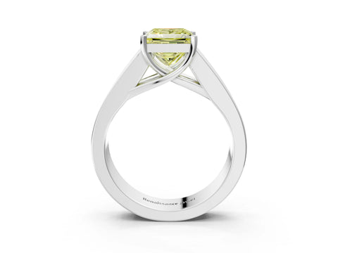 White gold Fancy Yellow Princess Cut Cut Channel Set Solitaire Ring with Four-Prong Setting_15