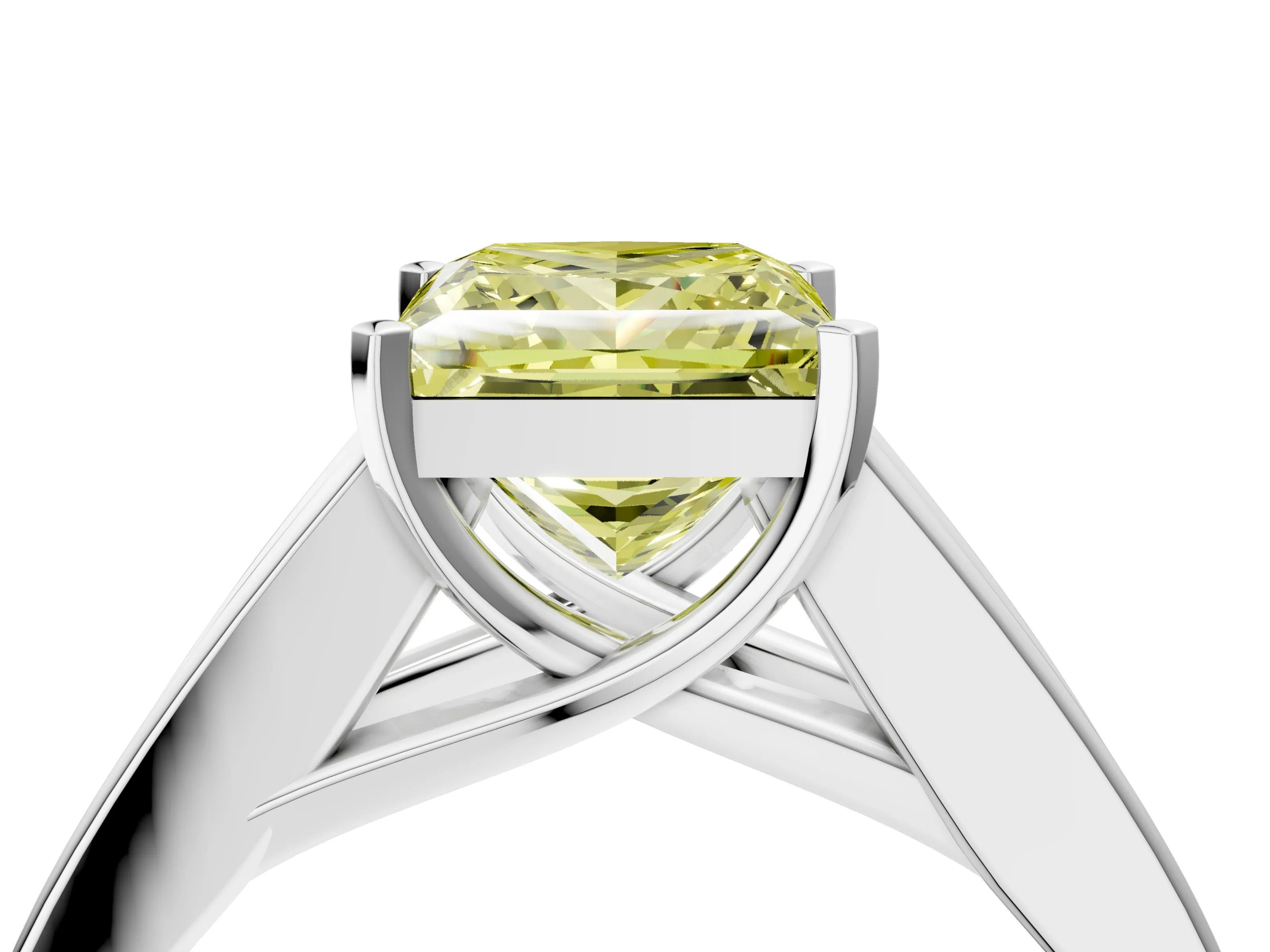 White gold Fancy Yellow Princess Cut Cut Channel Set Solitaire Ring with Four-Prong Setting_16