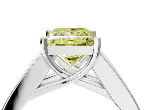 White gold Fancy Yellow Princess Cut Cut Channel Set Solitaire Ring with Four-Prong Setting_16