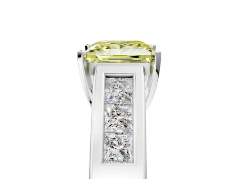White gold Fancy Yellow Princess Cut Cut Channel Set Solitaire Ring with Four-Prong Setting_17