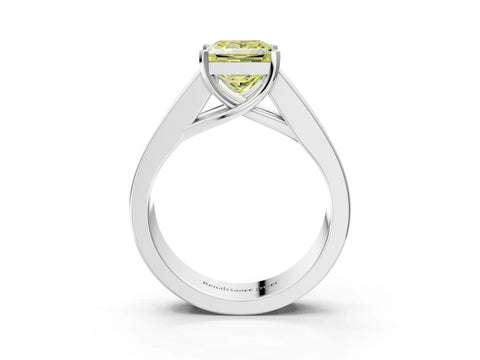 White gold Fancy Yellow Princess Cut Cut Channel Set Solitaire Ring with Four-Prong Setting_3