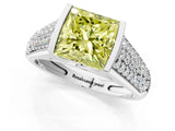White gold Fancy Yellow Princess Cut Cut Diamond Channel Set Pave Band with Tension Prong Setting_1