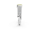 White gold Fancy Yellow Princess Cut Cut Diamond Channel Set Pave Band with Tension Prong Setting_2