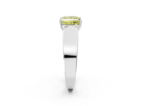 White gold Fancy Yellow Princess Cut Cut Diamond Channel Set Solitaire Ring with Four-Prong Setting_134