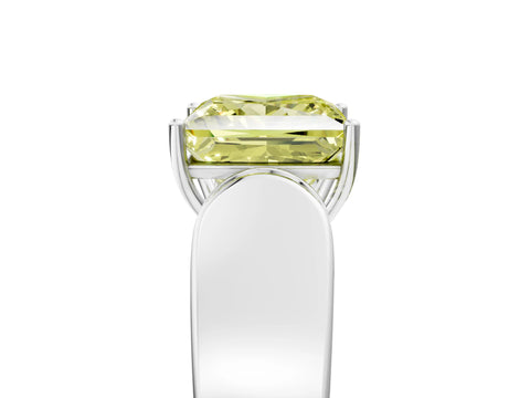 White gold Fancy Yellow Princess Cut Cut Diamond Channel Set Solitaire Ring with Four-Prong Setting_137