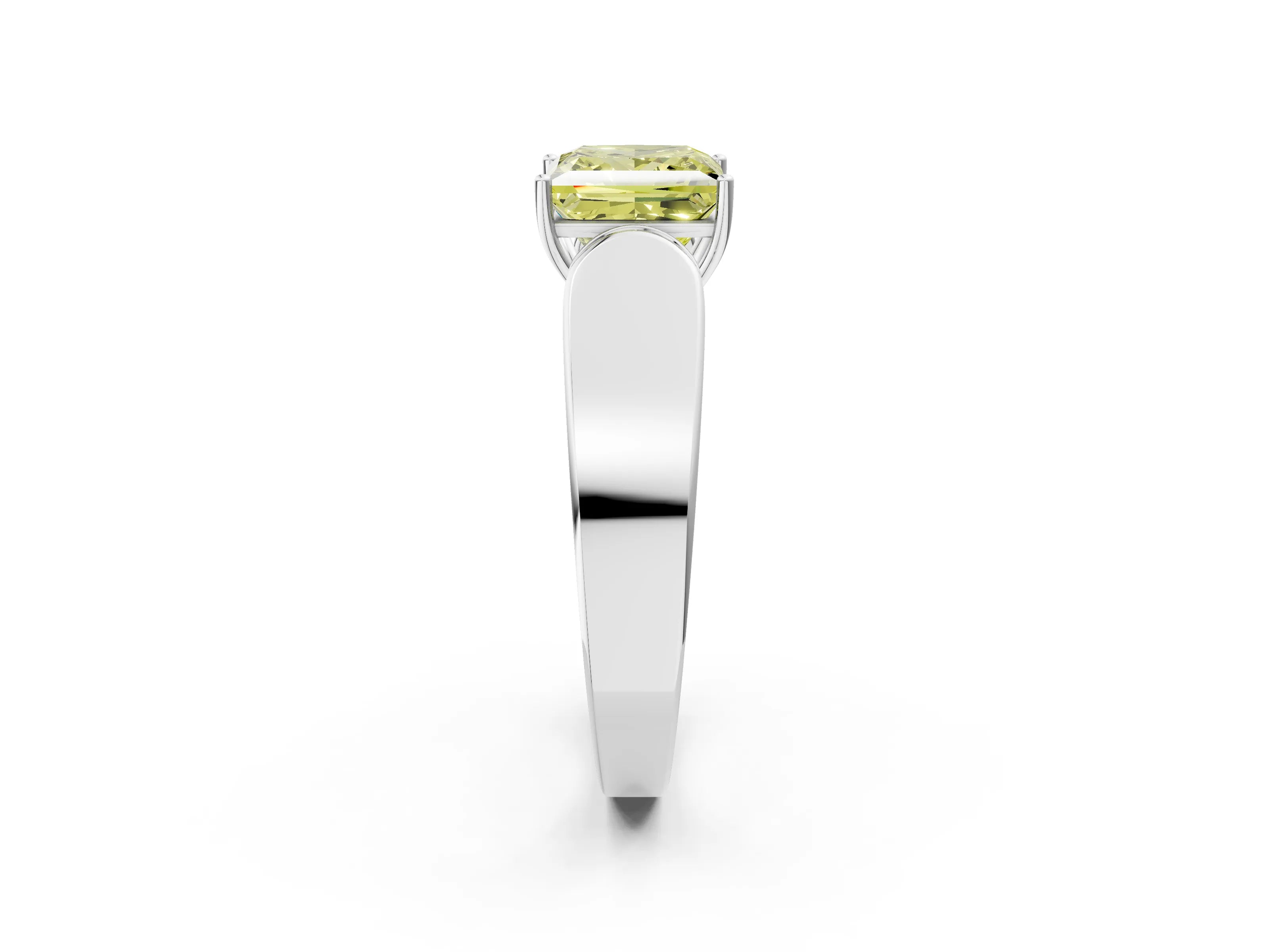 White gold Fancy Yellow Princess Cut Cut Diamond Channel Set Solitaire Ring with Four-Prong Setting_2