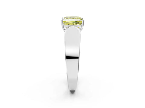 White gold Fancy Yellow Princess Cut Cut Diamond Channel Set Solitaire Ring with Four-Prong Setting_2