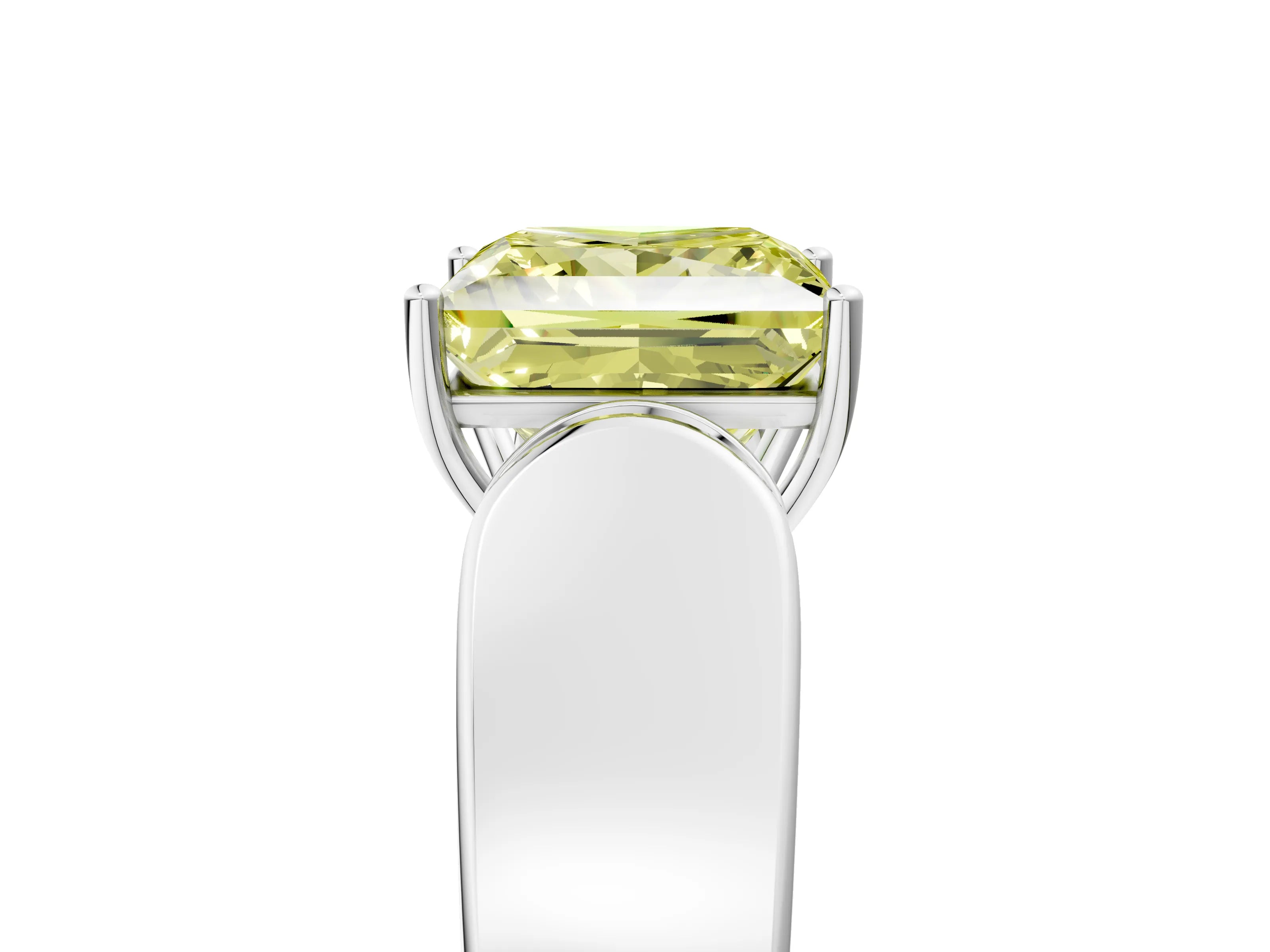White gold Fancy Yellow Princess Cut Cut Diamond Channel Set Solitaire Ring with Four-Prong Setting_5