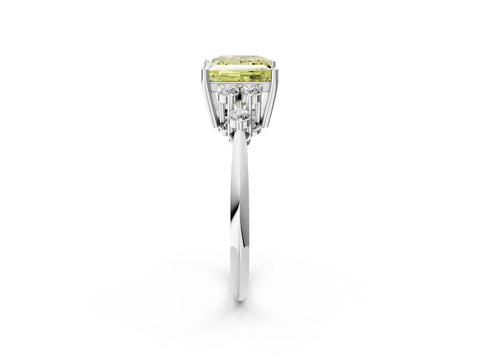 White gold Fancy Yellow Princess Cut Cut Diamond Cluster Ring with Solitaire Band and Four-Prong Setting_14