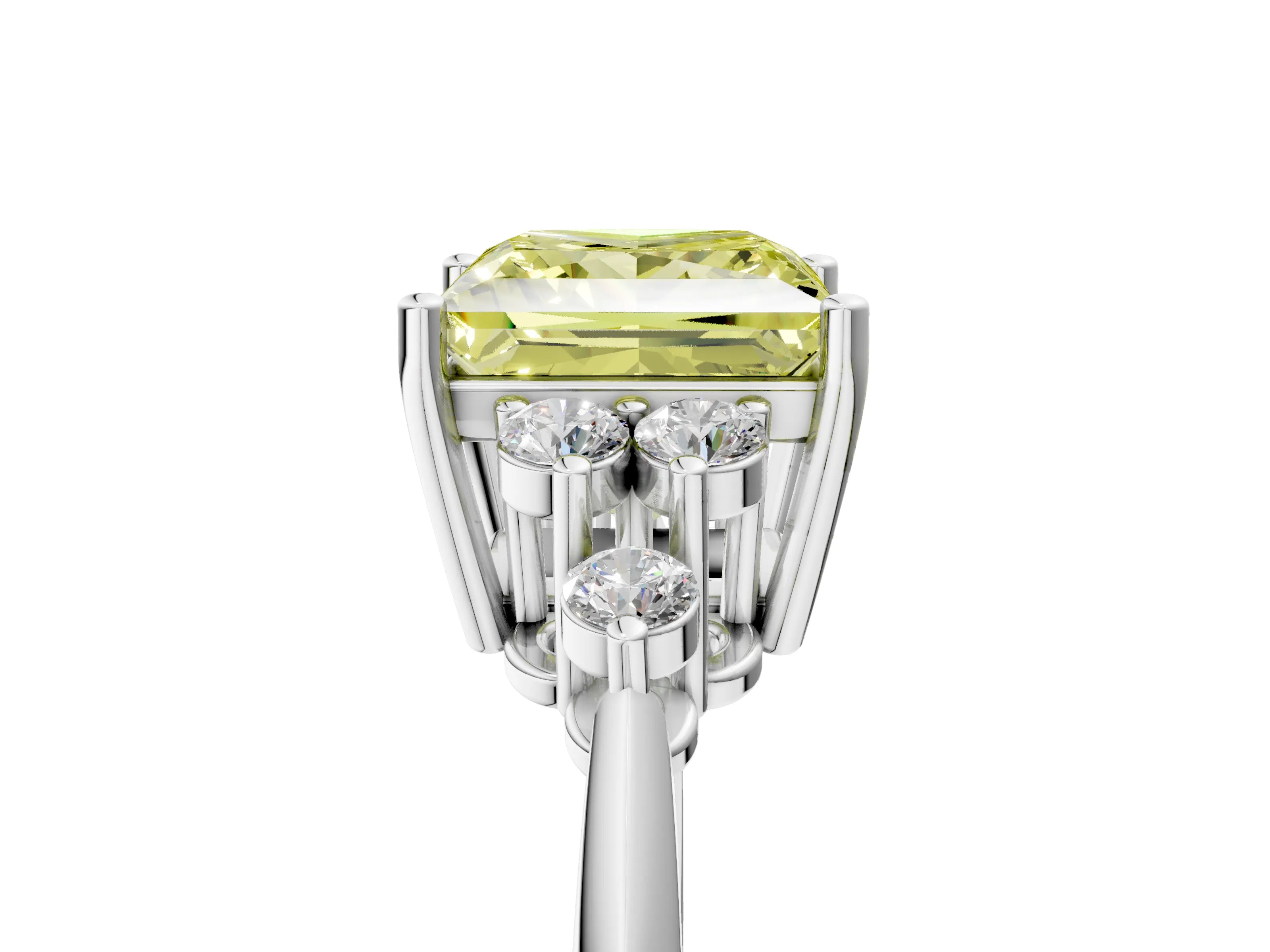 White gold Fancy Yellow Princess Cut Cut Diamond Cluster Ring with Solitaire Band and Four-Prong Setting_17