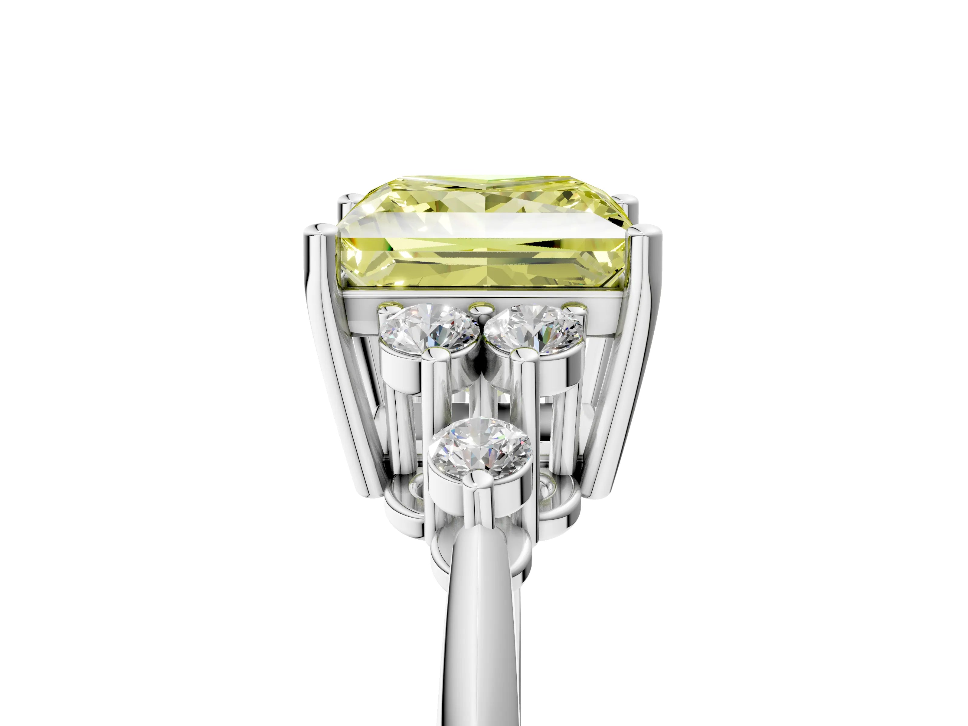 White gold Fancy Yellow Princess Cut Cut Diamond Cluster Ring with Solitaire Band and Four-Prong Setting_23