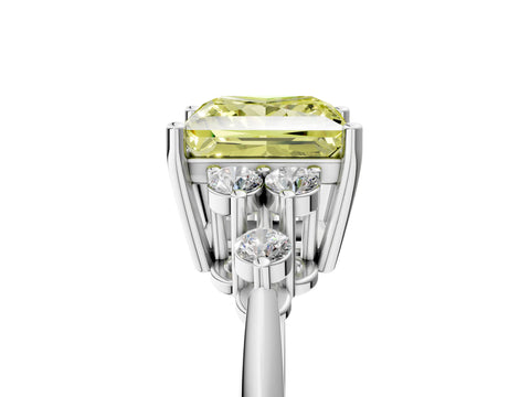 White gold Fancy Yellow Princess Cut Cut Diamond Cluster Ring with Solitaire Band and Four-Prong Setting_24