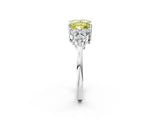 White gold Fancy Yellow Princess Cut Cut Diamond Cluster Ring with Solitaire Band and Four-Prong Setting_2