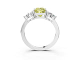 White gold Fancy Yellow Princess Cut Cut Diamond Cluster Ring with Solitaire Band and Four-Prong Setting_3
