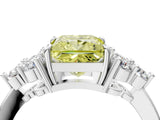 White gold Fancy Yellow Princess Cut Cut Diamond Cluster Ring with Solitaire Band and Four-Prong Setting_4