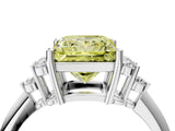 White gold Fancy Yellow Princess Cut Cut Diamond Cluster Ring with Solitaire Band and Four-Prong Setting_40